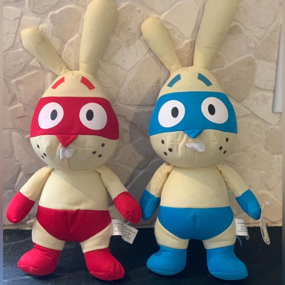 CARAVAN SOFT TOYS | Set of 2 | 
Red & Blue Themed Stuffed Rabbits